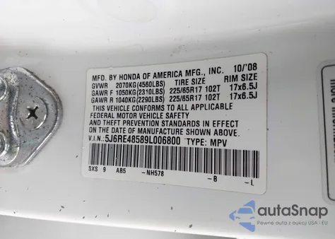 2009 Honda Cr-V Ex из США, поврежденный, VIN 5J6RE48589L006800